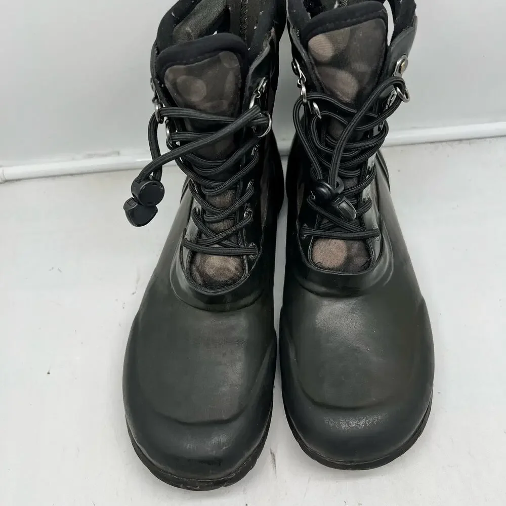 Bogs Boots Youth 4 Sidney Gray Black Lace Up Waterproof Neoprene Rain Snow